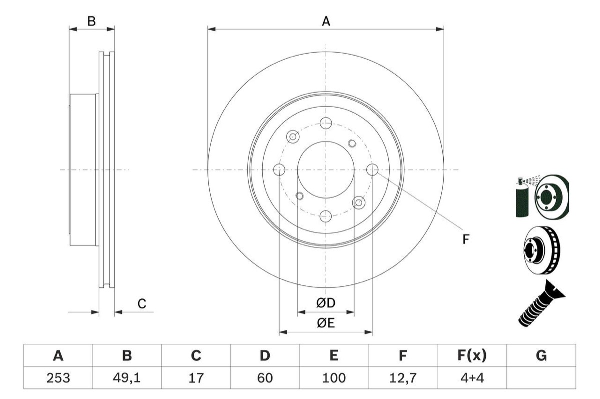Bosch 0 986 479 E75 Brake Disc