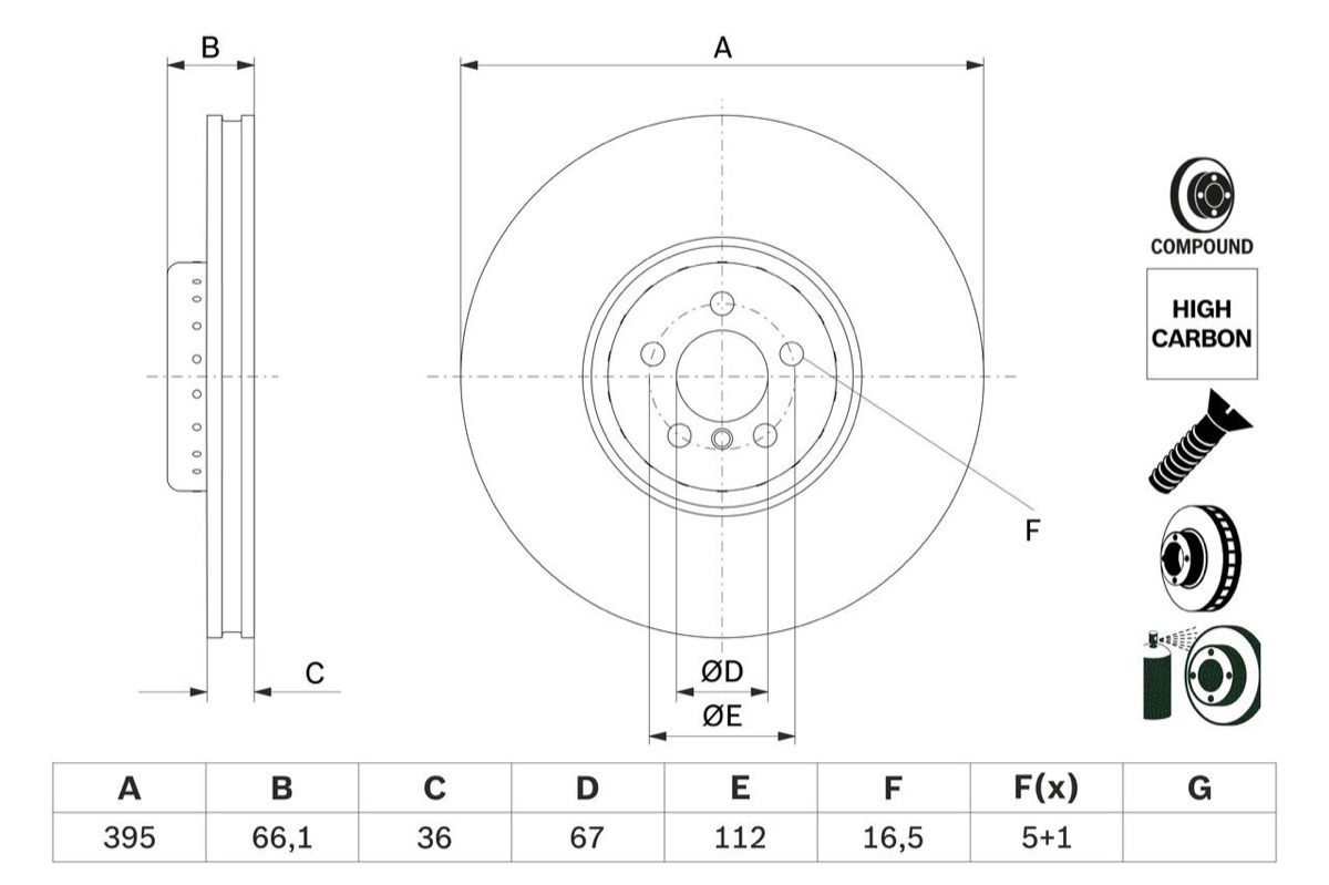 Bosch 0 986 479 H12 Brake Disc