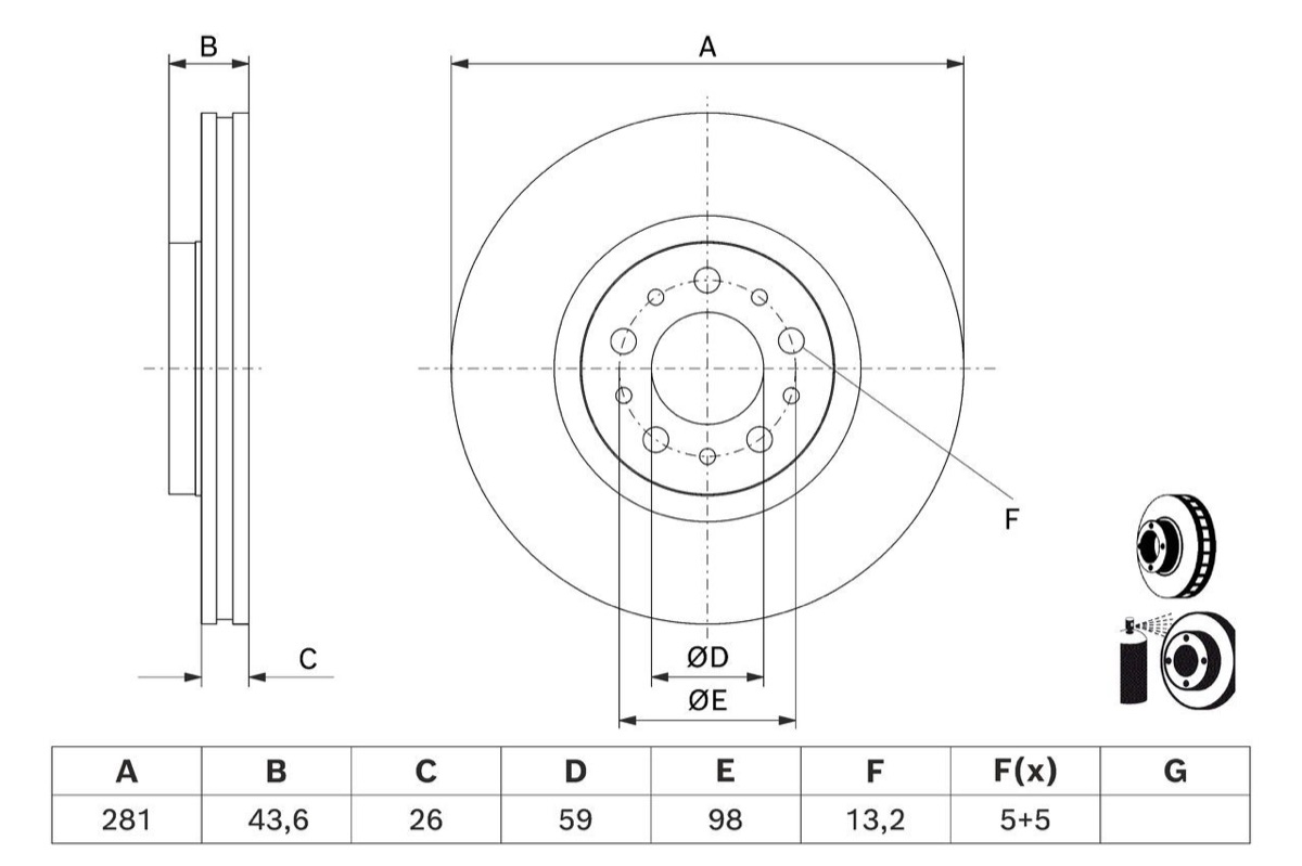 Bosch 0 986 479 J45 Brake Disc