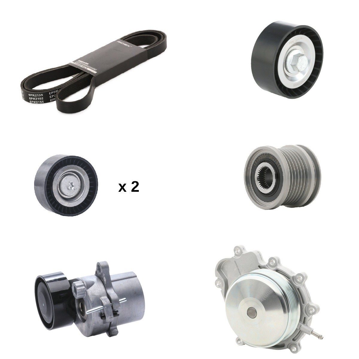 Ridex 4172P0005 Water Pump + V-Ribbed Belt Kit, Switchable Water Pump