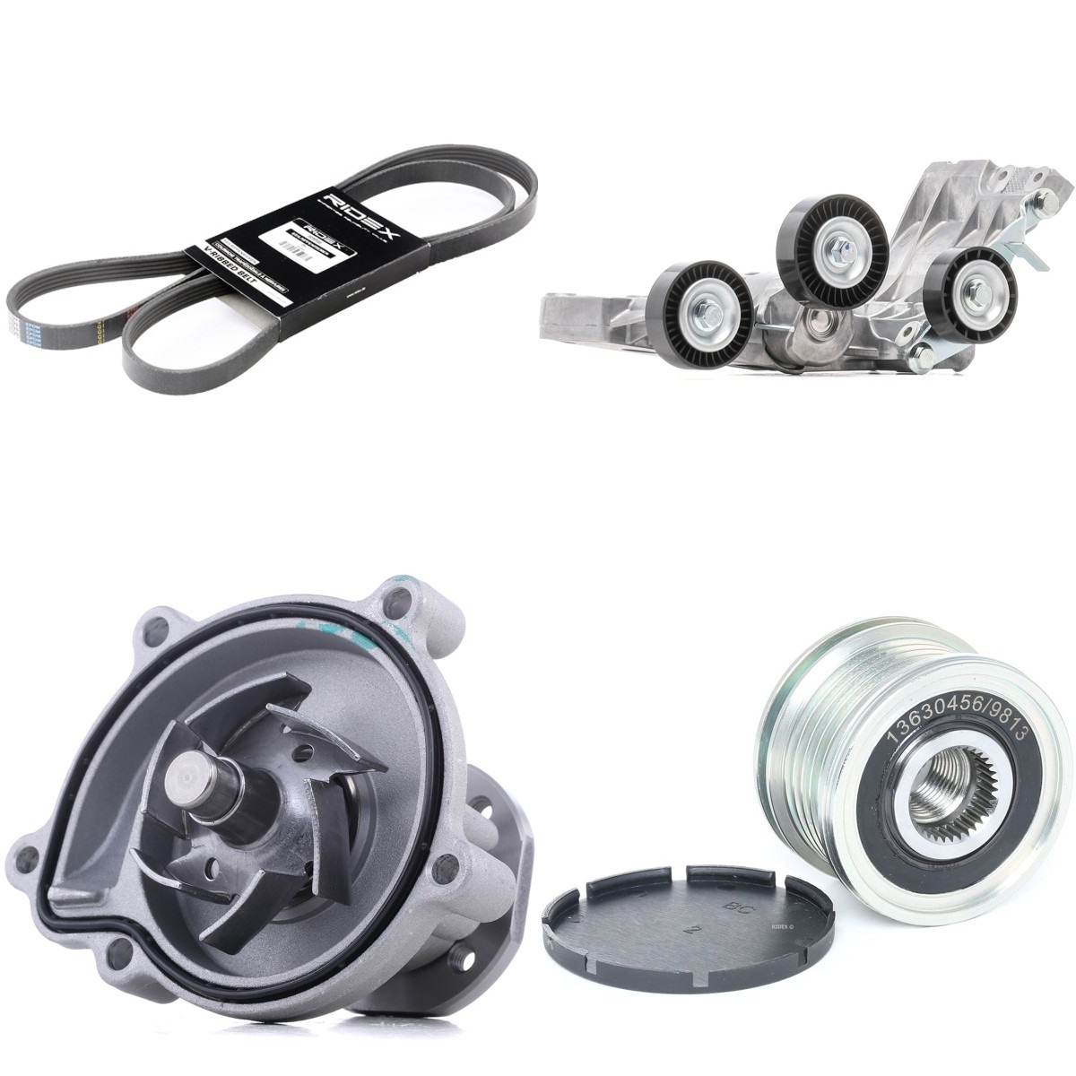 Ridex 4172P0030 Water Pump + V-Ribbed Belt Kit