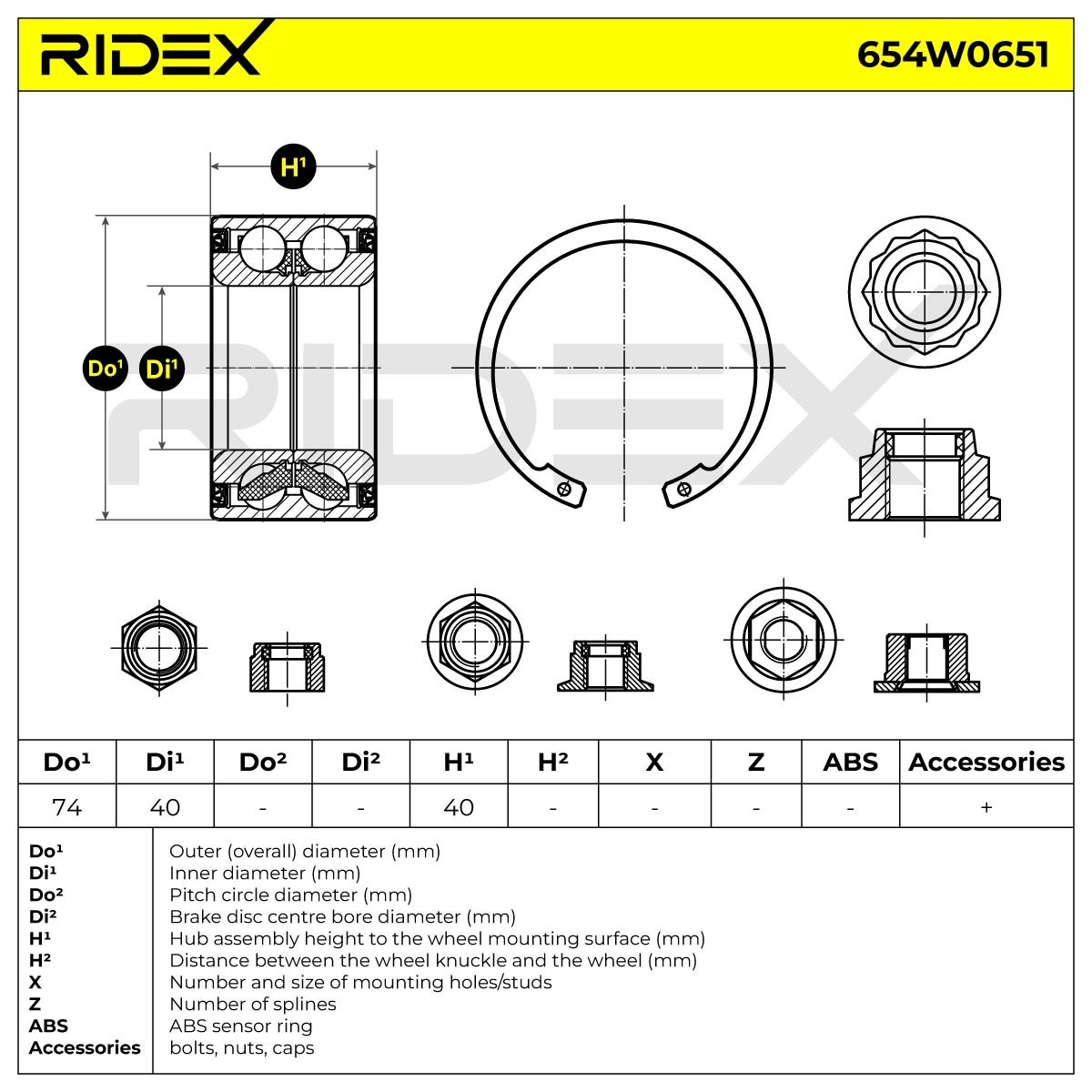 Ridex 654W0651 Wheel Bearing Kit