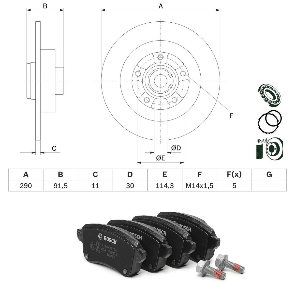 Bosch BSH3405N0161 Brake Discs and Pads Set