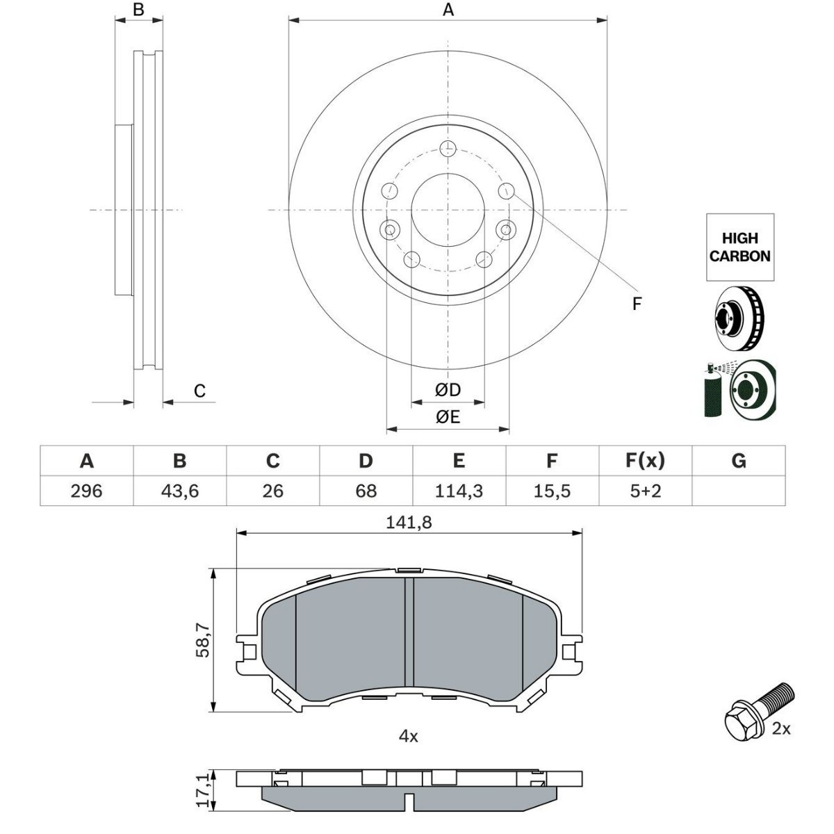 Bosch BSH3405N0194 Brake Discs and Pads Set