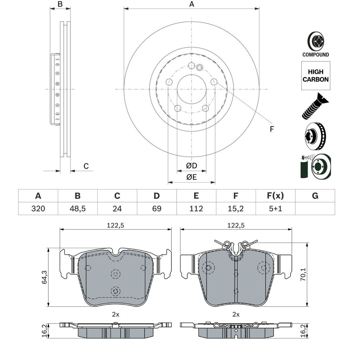 Bosch BSH3405N0198 Brake Discs and Pads Set