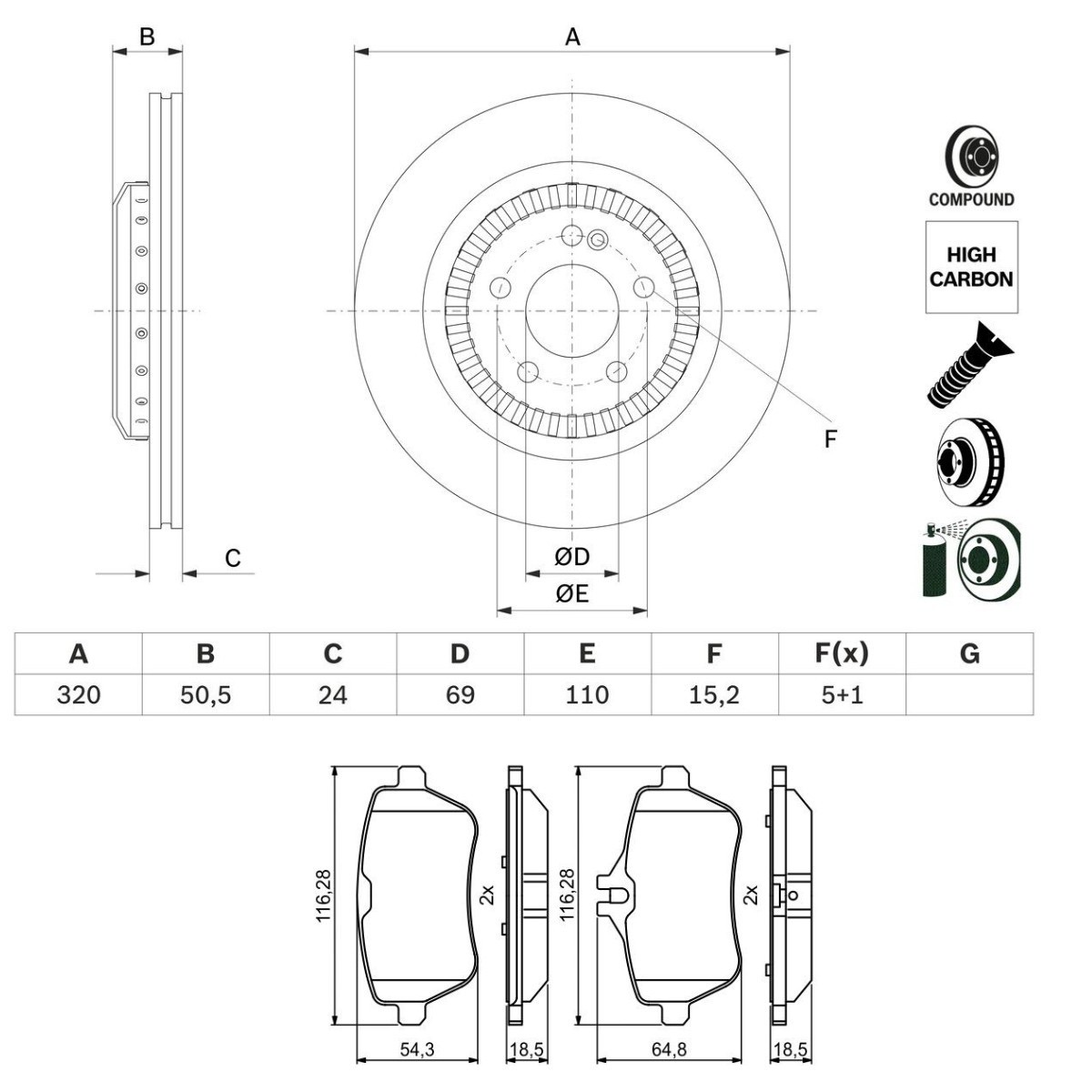 Bosch BSH3405N0227 Brake Discs and Pads Set