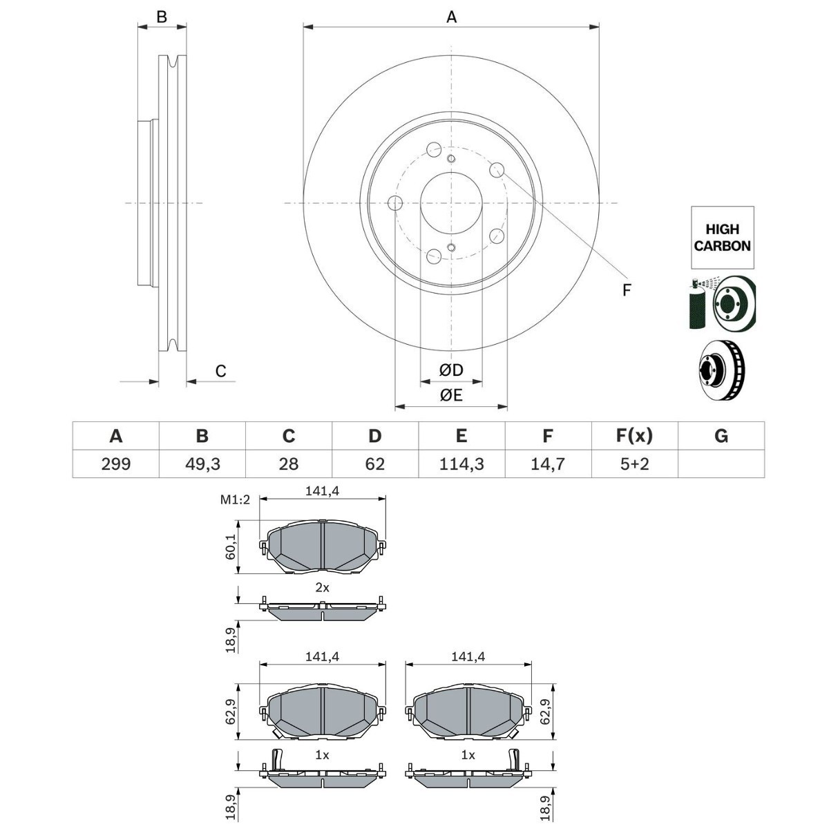 Bosch BSH3405N0230 Brake Discs and Pads Set