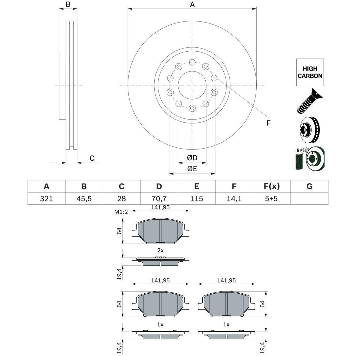 Bosch BSH3405N0307 Brake Discs and Pads Set