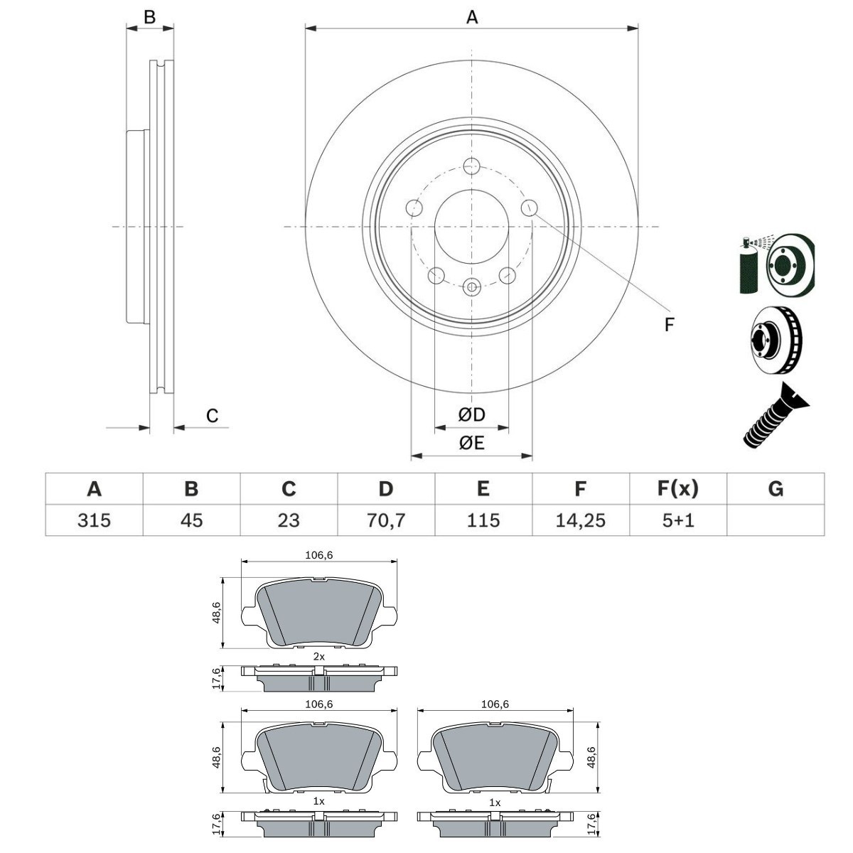 Bosch BSH3405N0308 Brake Discs and Pads Set