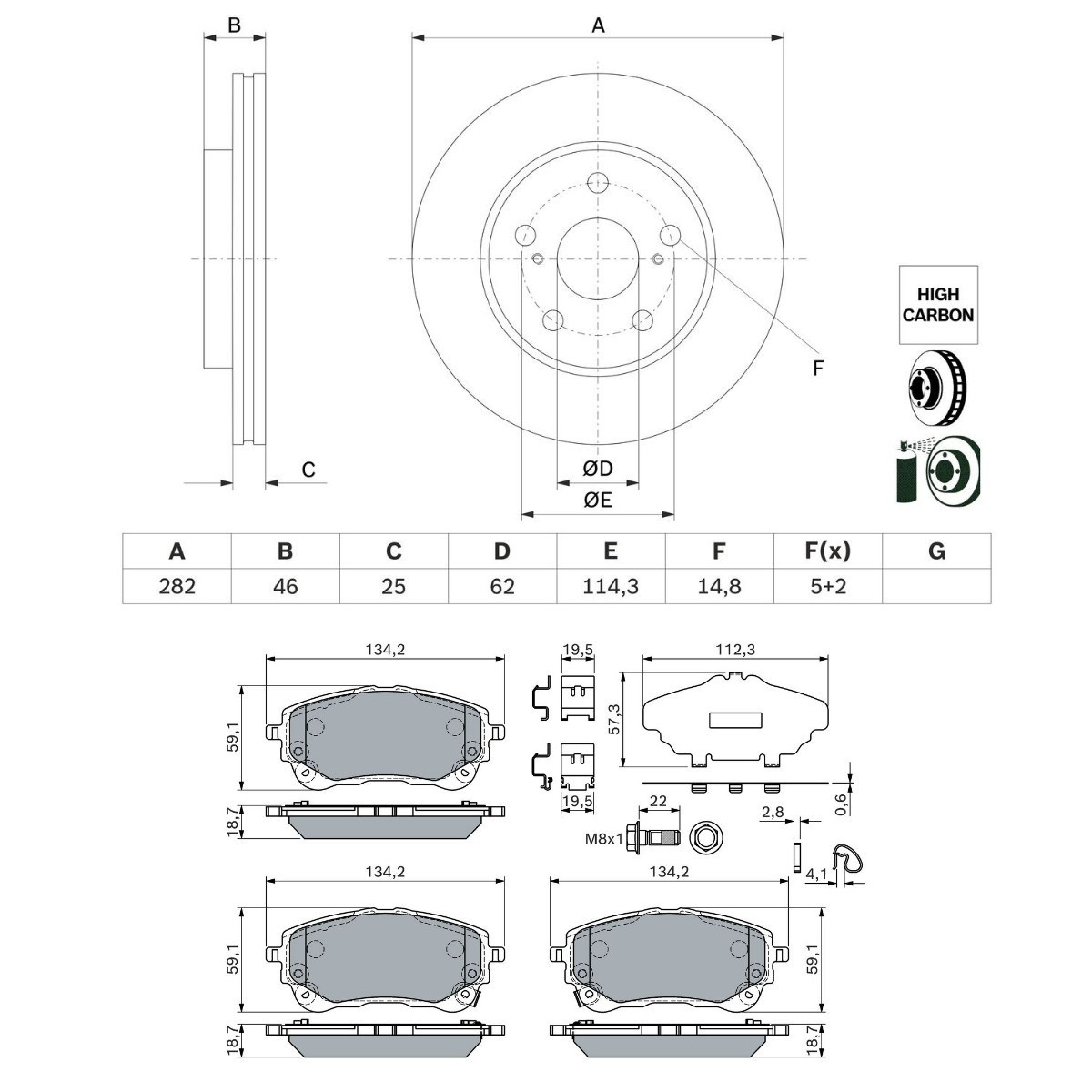 Bosch BSH3405N0319 Brake Discs and Pads Set
