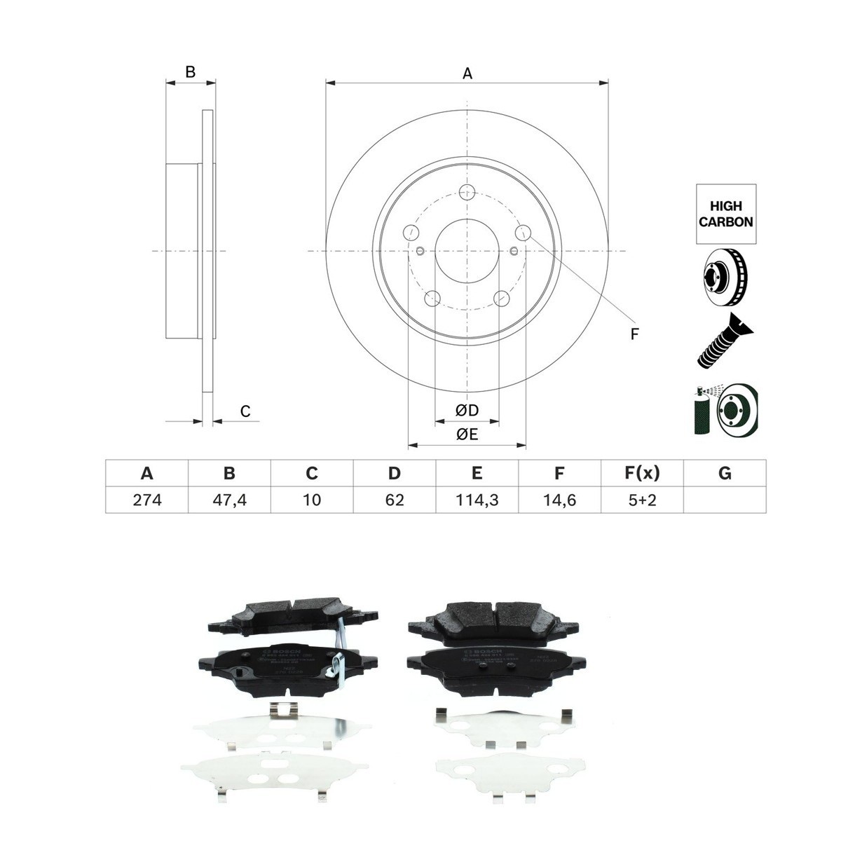 Bosch BSH3405N0320 Brake Discs and Pads Set