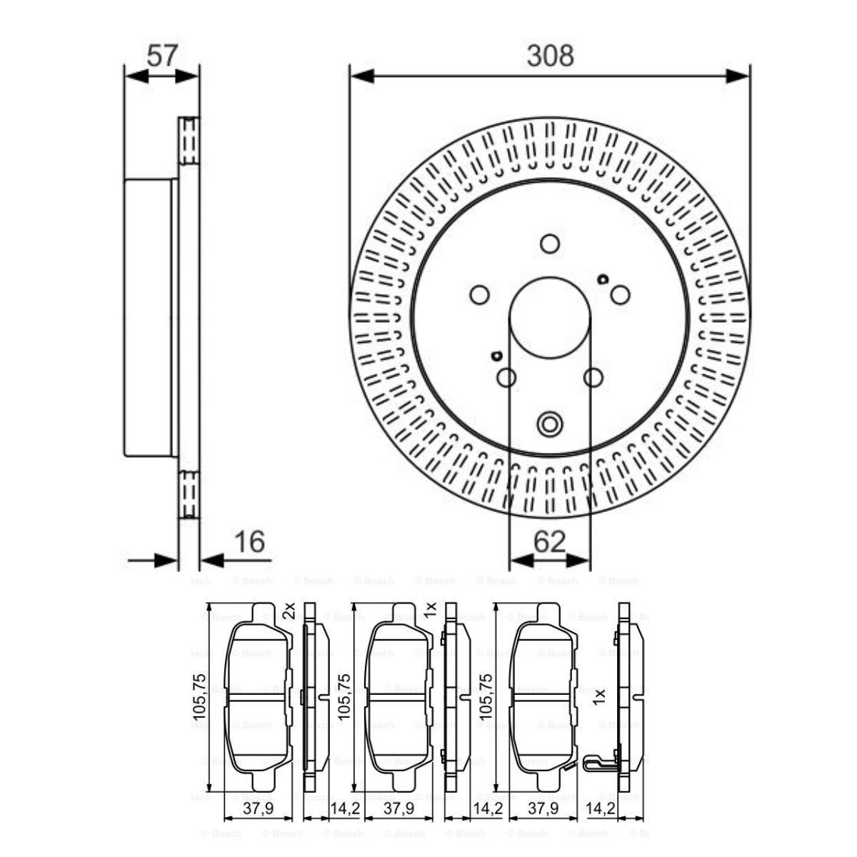Bosch BSH3405N0327 Brake Discs and Pads Set