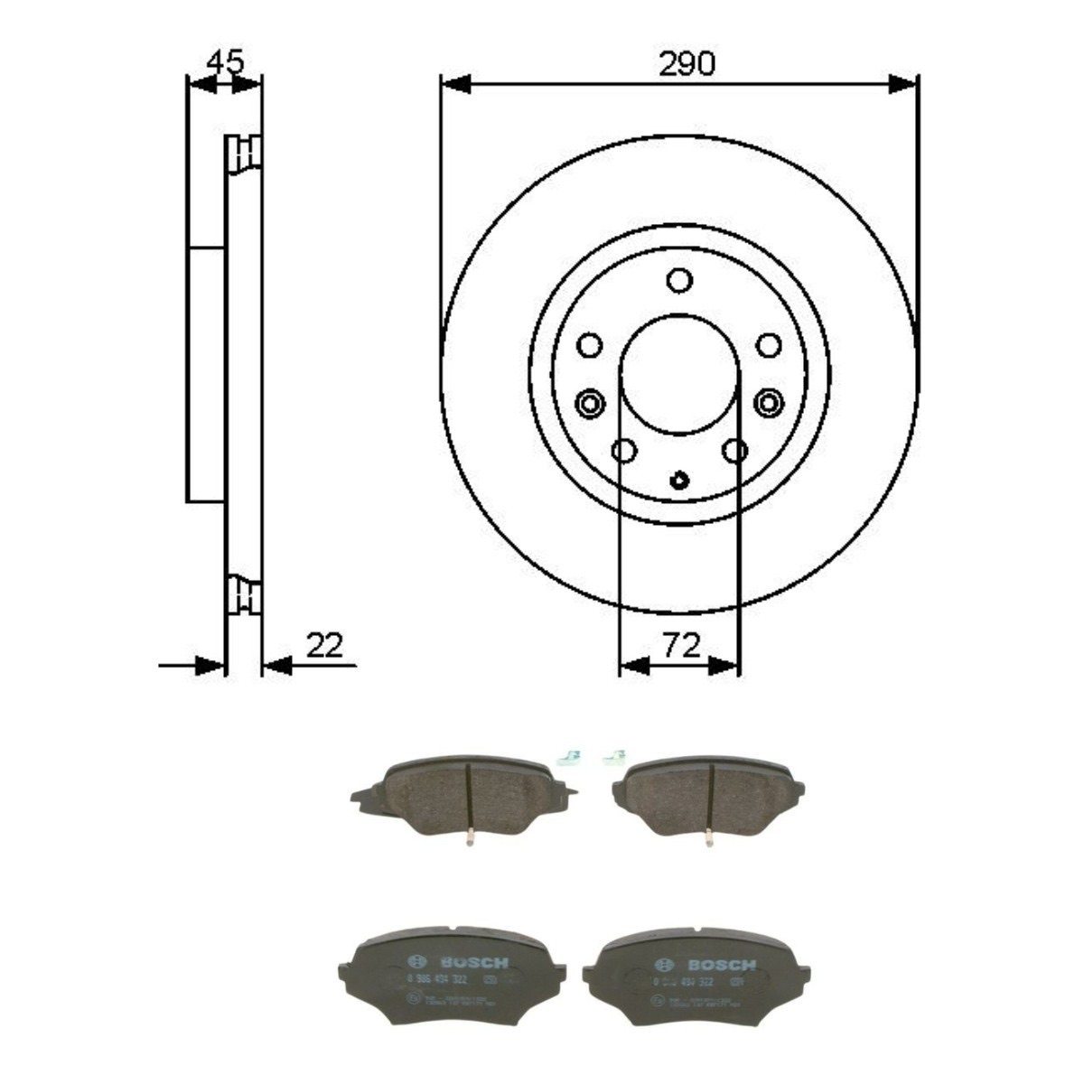 Bosch BSH3405N0336 Brake Discs and Pads Set