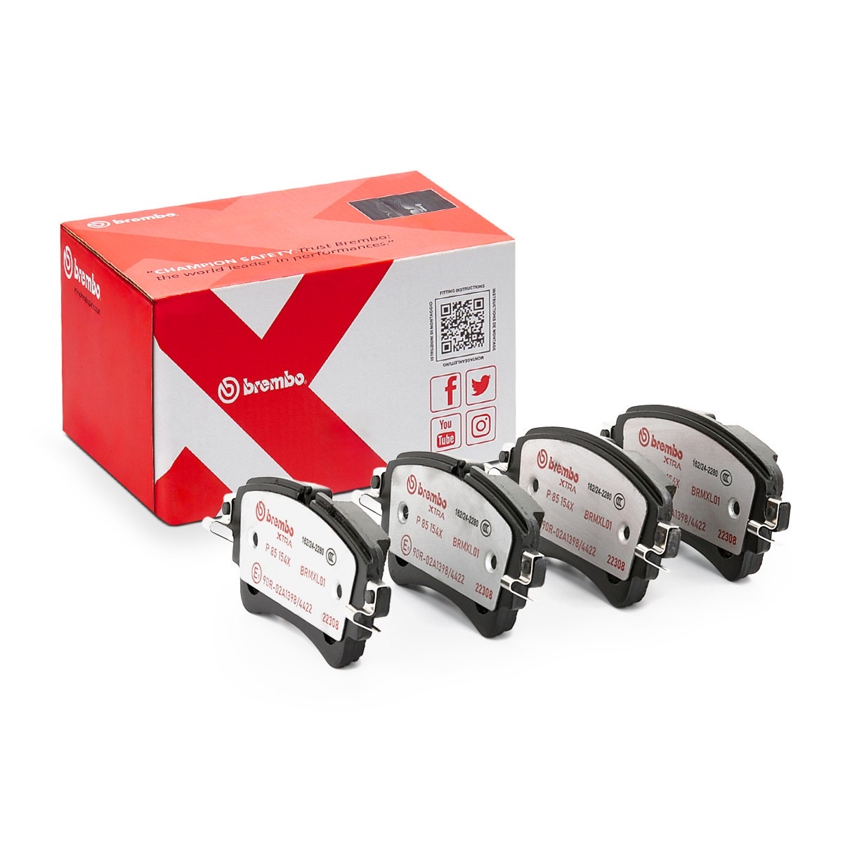 Brembo Xtra P 85 154X Brake Pad Set — Rear 129mm