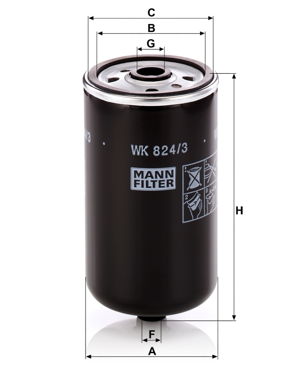 Mann-Filter WK 824/3 Fuel Filter