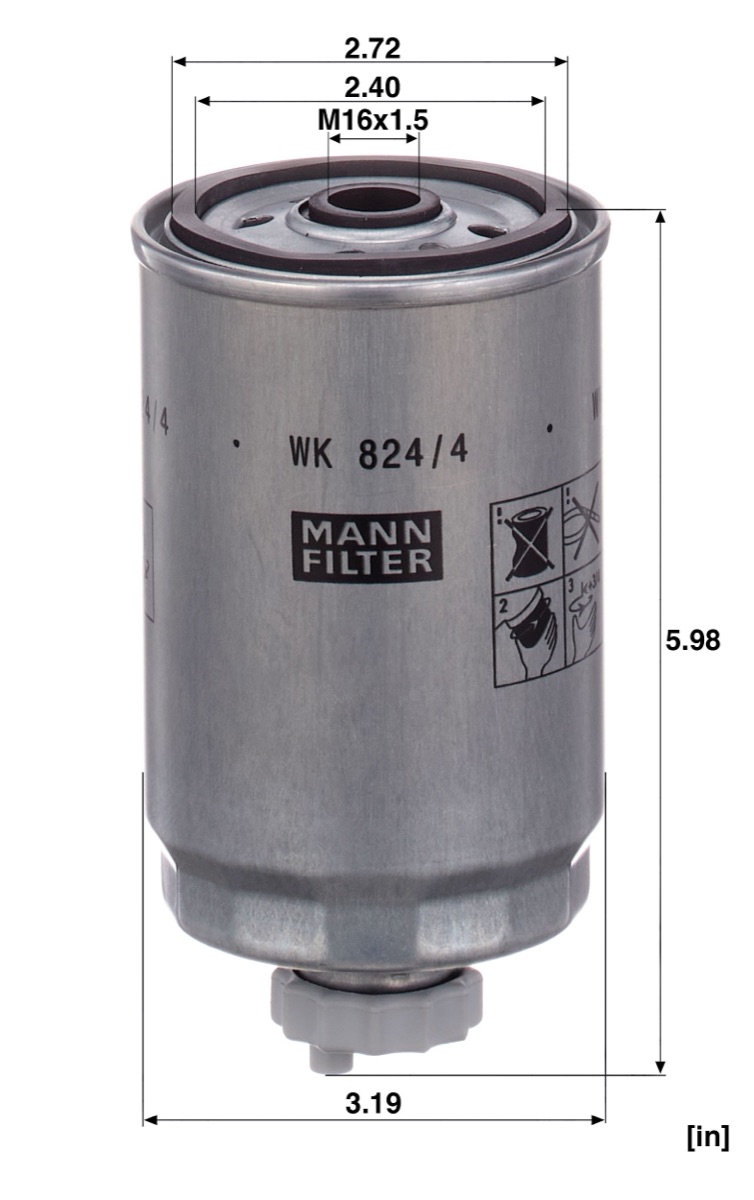 Mann-Filter WK 824/4 Fuel Filter