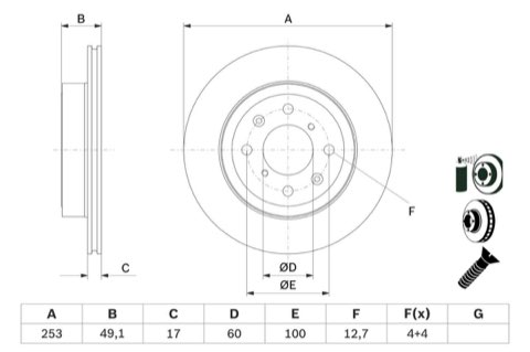 Bosch 0 986 479 E75 Brake Disc