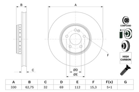 Bosch 0 986 479 G43 Brake Disc