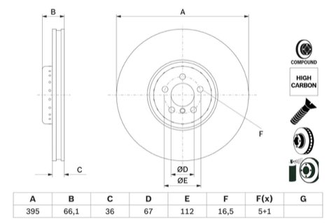 Bosch 0 986 479 H12 Brake Disc
