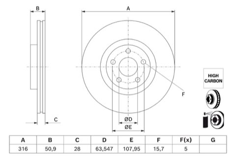 Bosch 0 986 479 J32 Brake Disc