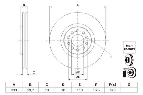 Bosch 0 986 479 J44 Brake Disc