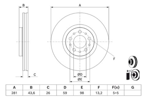 Bosch 0 986 479 J45 Brake Disc