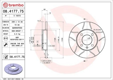 Brembo Xtra 08.4177.75 Brake Disc — 239mm, photo 5