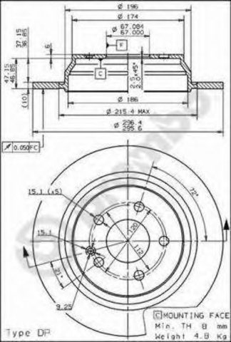 Brembo Prime 08.8405.10 Brake Disc — Rear 296mm, photo 3