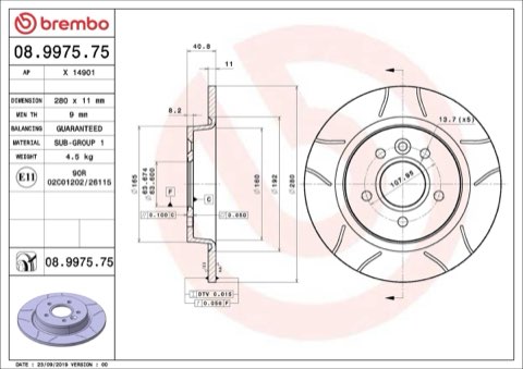 Brembo Xtra 08.9975.75 Brake Disc — 280mm, photo 5
