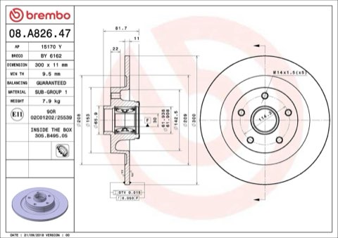 Brembo Prime 08.A826.47 Brake Disc — Rear 300mm, photo 4