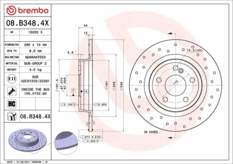 Brembo Xtra 08.B348.4X Brake Disc — Rear 295mm, photo 7