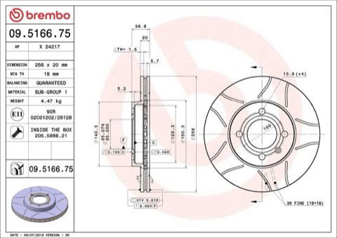 Brembo Xtra 09.5166.75 Brake Disc — 256mm, photo 5