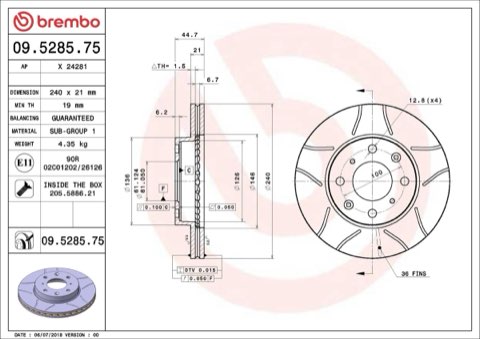Brembo Xtra 09.5285.75 Brake Disc — 240mm, photo 5