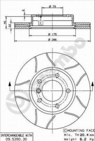 Brembo Xtra 09.5390.77 Brake Disc — Front 286mm, photo 7