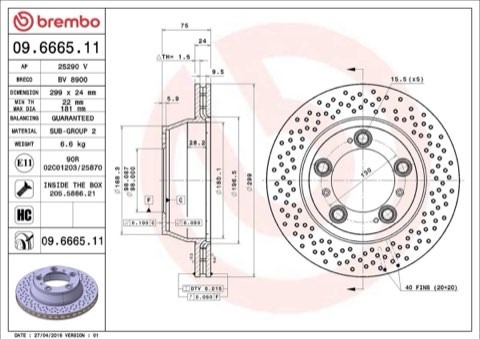 Brembo Prime 09.6665.11 Brake Disc — 299mm, photo 4