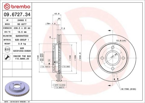 Brembo Prime 09.6727.34 Brake Disc — 240mm, photo 7