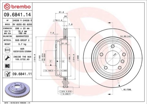 Brembo Prime 09.6841.11 Brake Disc — Rear 298mm, photo 7