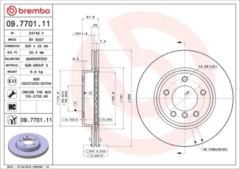 Brembo Prime 09.7701.11 Brake Disc — Front 300mm, photo 5