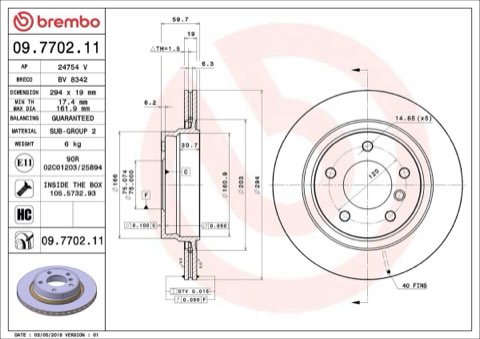 Brembo Prime 09.7702.11 Brake Disc — Rear 294mm, photo 7