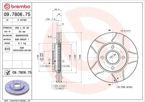 Brembo Xtra 09.7806.75 Brake Disc — 258mm, photo 5