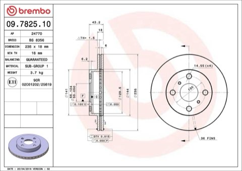 Brembo Prime 09.7825.10 Brake Disc — 235mm, photo 4