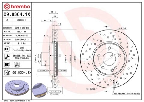 Brembo Xtra 09.8304.1X Brake Disc — Front 300mm, photo 5