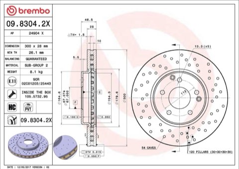 Brembo Xtra 09.8304.2X Brake Disc — Front 300mm, photo 5