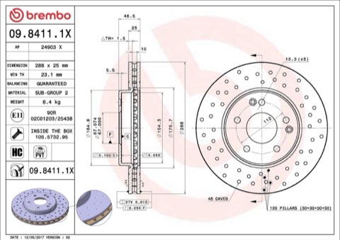 Brembo Xtra 09.8411.1X Brake Disc — Front 288mm, photo 5