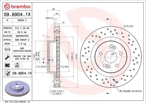 Brembo Xtra 09.8904.1X Brake Disc — 312mm, photo 4