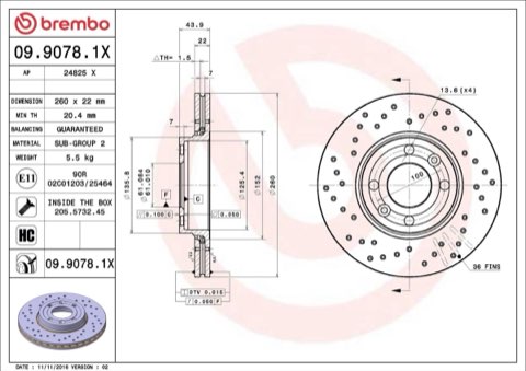 Brembo Xtra 09.9078.1X Brake Disc — 260mm, photo 6