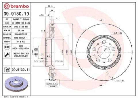 Brembo Prime 09.9130.11 Brake Disc — Front 305mm, photo 5