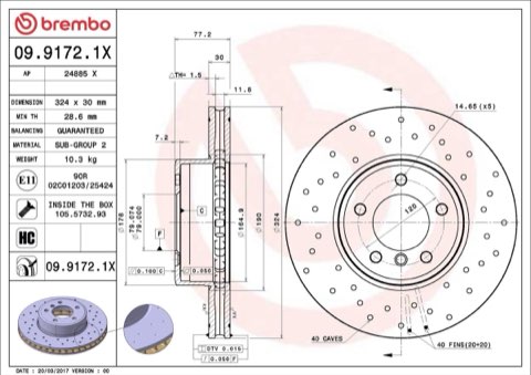 Brembo Xtra 09.9172.1X Brake Disc — Front 324mm, photo 8