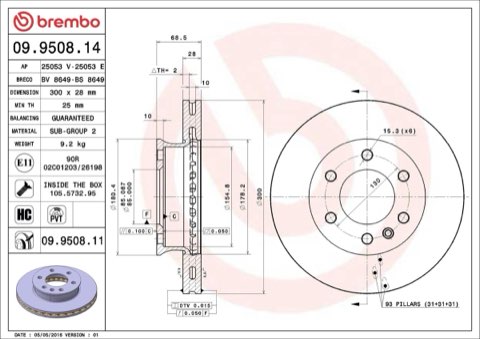 Brembo Prime 09.9508.11 Brake Disc — Front 300mm, photo 7