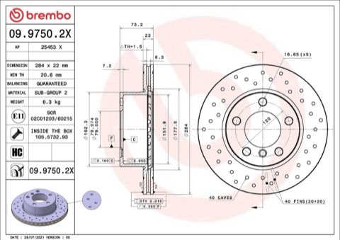 Brembo Xtra 09.9750.2X Brake Disc — Front 284mm, photo 8